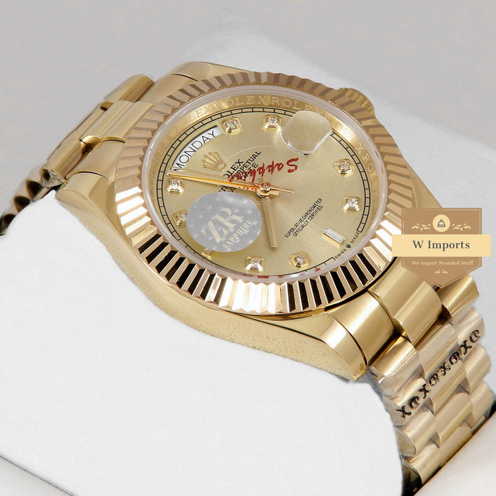 Latest Collection 40 All Yellow Gold With Stone Numeral & Fluted Bezel Automatic Watch ZR Factory