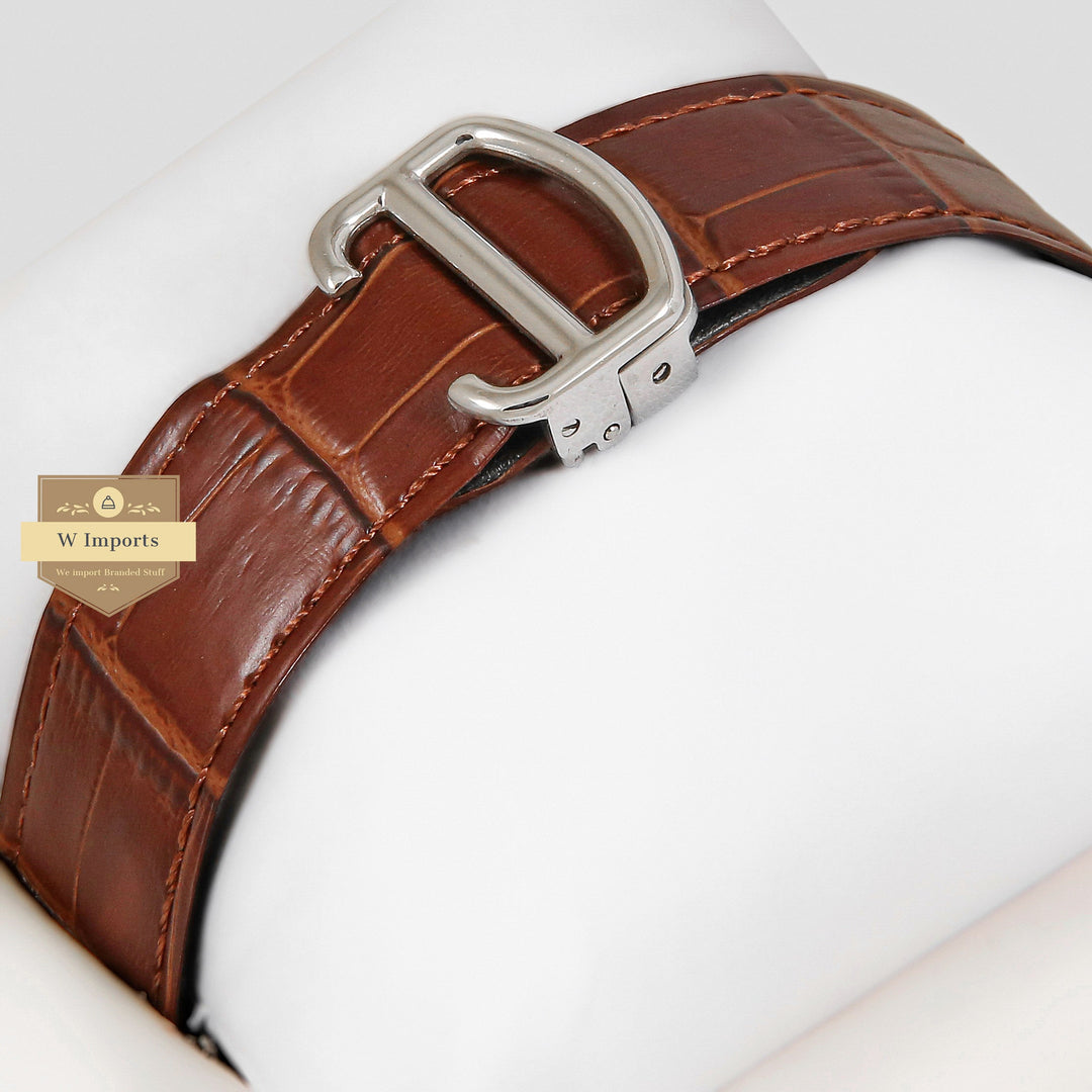 Latest Collection Silver Case With White Dial & Brown Leather Strap