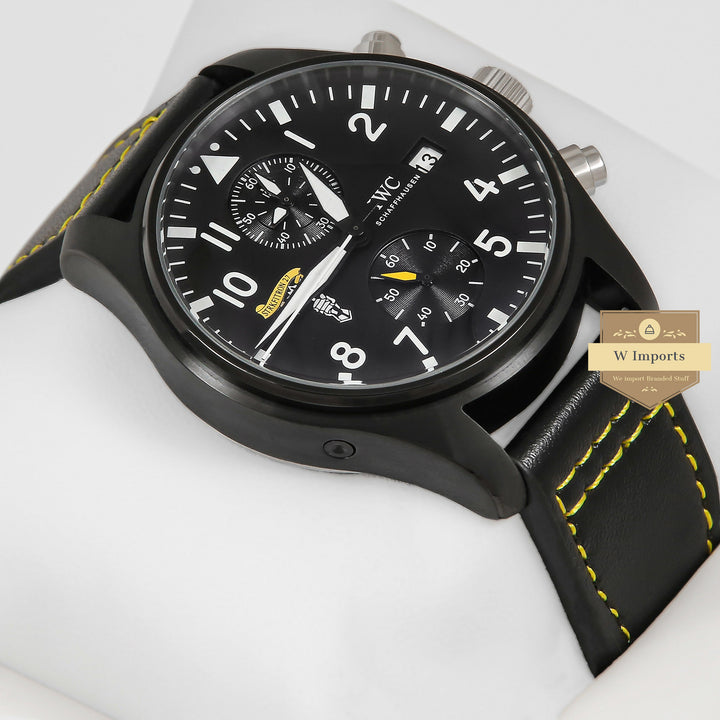 Latest Pilot Edition Chronograph All Black With Leather Strap